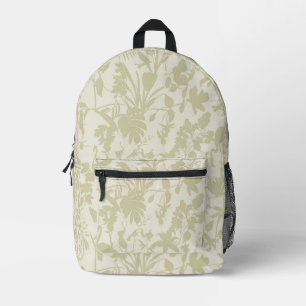 Tropische lijn silhouet bloemen en bladeren. bedrukte rugzak