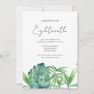 Tropische Luau 18e Verjaardag Waterverf Kaart