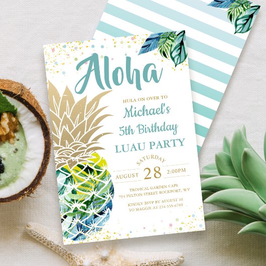 Tropische Luau Ananas Strand Verjaardagsuitnodigin Kaart