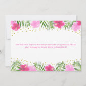 Tropische Luau Flamingo 1e Verjaardag Meisje Dank Bedankkaart (Achterkant)