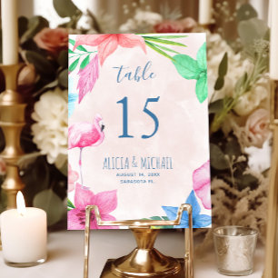 Tropische luau flamingo bloemenkrans bruiloft kaart