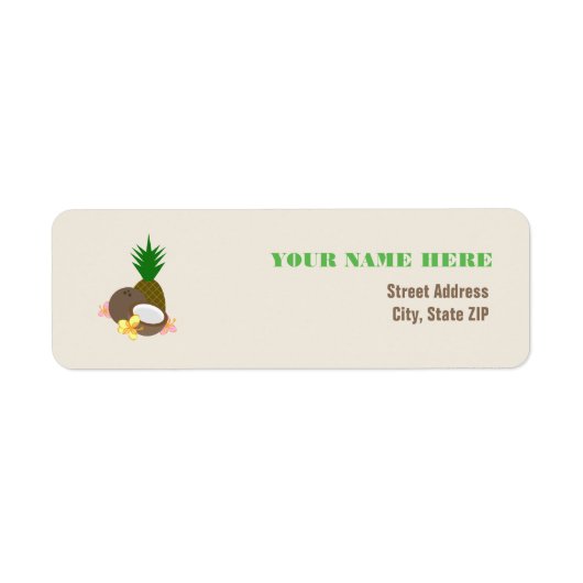 Tropische Luau Kokosnoot Ananas Hibiscus Etiket (Voorkant)