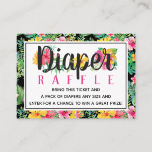 Tropische Luau Luier Raffle Ticket, BOHO Informatiekaartje