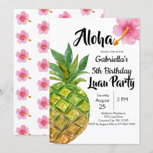 Tropische Luau Pineapple Birthday Party Kaart