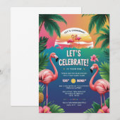 Tropische Luau verjaardag Bash uitnodiging (Voorkant / Achterkant)