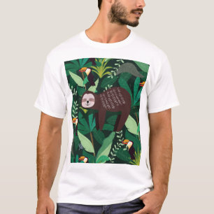 Tropische luiaard: Cartoon naadloos patroon T-shirt