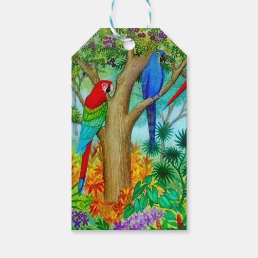 Tropische Macaw Papegaaien Gift Labels Cadeaulabel (Voorkant)