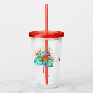 Tropische Macaw Parrot gepersonaliseerd Acryl Drinkbeker