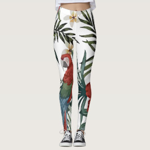 Tropische Macaw Parrot Hibiscus Leggings