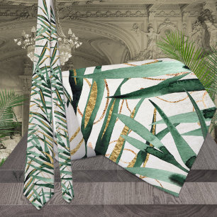 Tropische Majesty Palm Gouden Bladeren Trouw Halsb Stropdas