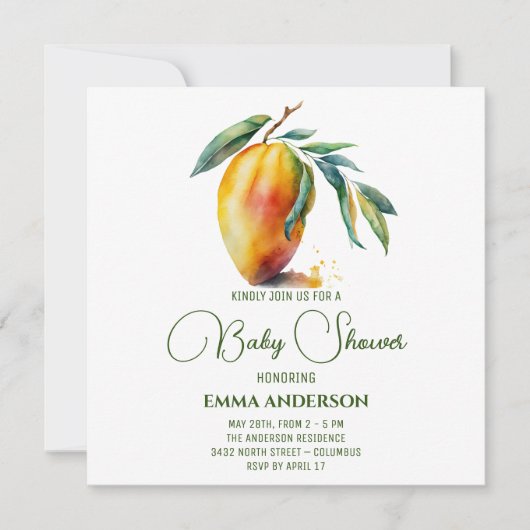 Tropische Mango | BABY SHOWER (Voorkant)