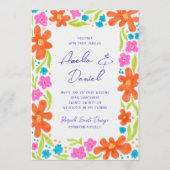 Tropische Marker Schets Bloem Grens Bruiloft Menu (Voorkant)