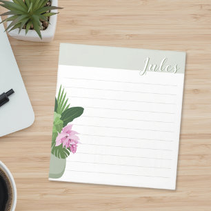 Tropische Medinilla Bloem Groene Vaas Naam Lined Notitieblok