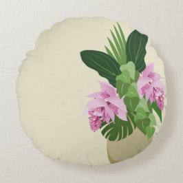 Tropische Medinilla Roze Bloem Geel Vaas Naam Rond Kussen