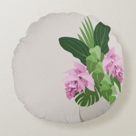 Tropische Medinilla Roze Bloem in Beige Vaas Rond Kussen