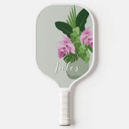 Tropische Medinilla Roze Bloem in Groene Vaas Naam Pickleball Paddle