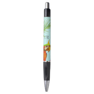 Tropische Meerkleurige Ara Vogel & Monogram Pen