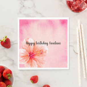 Tropische Meisjesachtige Roze Perzik Hibiscus Bloe Servet