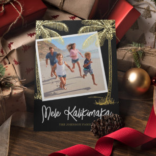 Tropische Mele Kalikimaka Foto Folie Kerstkaart Feestdagenkaart