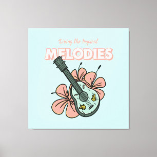 Tropische Melodieën Ukulele Floral Art Canvas Afdruk