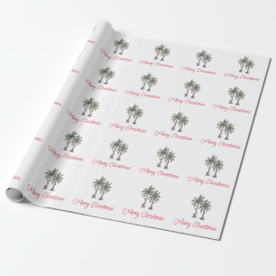 Tropische Merry Christmas Palm Trees Patroon Cadeaupapier