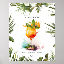 Tropische Mimosa cocktail bar menuteken Poster