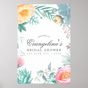 Tropische Mint Bloemige Zomer Bruiloft Feest Welko Poster
