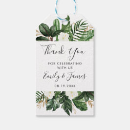 Tropische moderne palmblad cactus typografie cadeaulabel