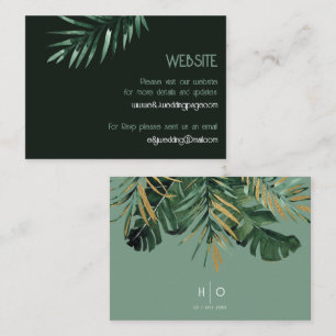 Tropische moderne palmbladeren groene bruiloft Web Visitekaartje