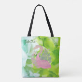 Tropische Moderne Roze Flamingo en Palms Canvas ta Draagtas (Achterkant)