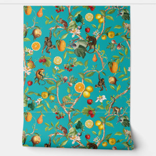 Tropische Monkey Fruit Garden Chinoiserie Behang