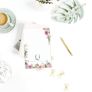 Tropische Monogram Bloemige Persoonlijke Werkplek Post-it® Notes