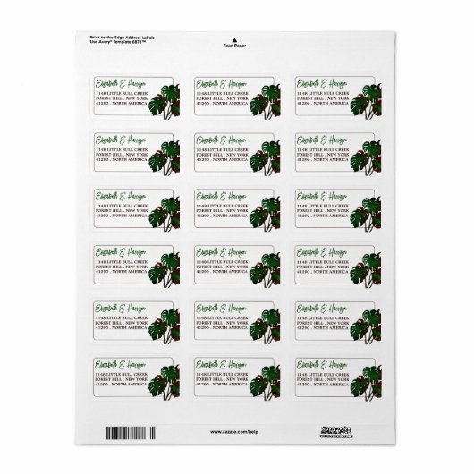 Tropische Monstera Beach bruiloft Etiket (Full Sheet)