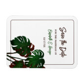 Tropische Monstera Beach Bruiloft Save the Date Magneet (Horizontaal)