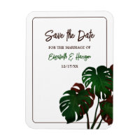 Tropische Monstera Beach Bruiloft Save the Date