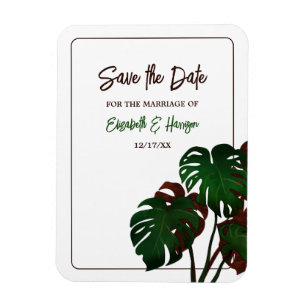 Tropische Monstera Beach Bruiloft Save the Date Magneet