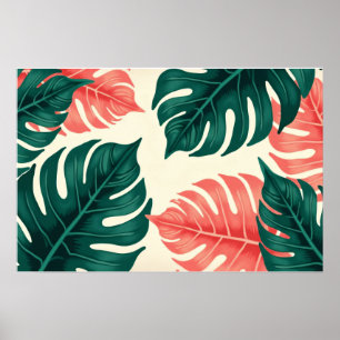 Tropische Monstera Bladeren Botanische Kunst Poster