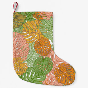 Tropische monstera bladeren, kleurrijk naadloos pa kleine kerstsok
