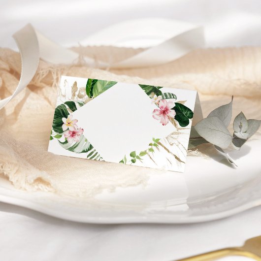 Tropische monstera bloemenbruiloft plaats kaarten