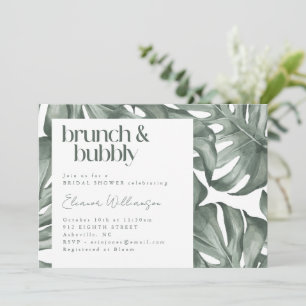 Tropische Monstera Bruidsbrunch Mousserende Bruids Kaart