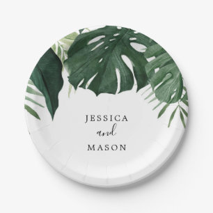Tropische Monstera Bruiloftsshower Papieren Bord