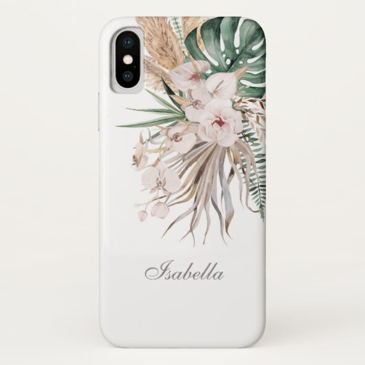 Tropische Monstera en Orchidee aangepaste naam Case-Mate iPhone Case (Achterkant)