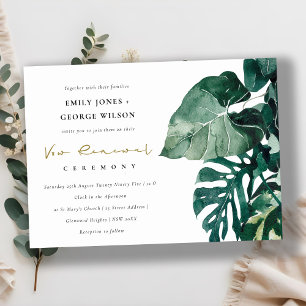 Tropische monstera Foliage Green Vow Renewal Invit Bedankkaart