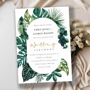 Tropische monstera Green Capsule Wedding Invite Bedankkaart