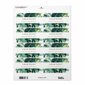 Tropische monstera Green Foliage Leafy Address Lab Etiket (Full Sheet)