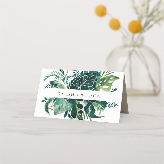 Tropische monstera Green Foliage Leafy Wedding (Voorkant)