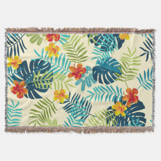 Tropische Monstera Hibiscus Zomerpatroon Deken