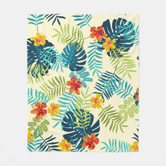 Tropische Monstera Hibiscus Zomerpatroon Fleece Deken