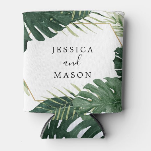 Tropische Monstera-huwelijkscadeau blikje koeler (Voorkant)