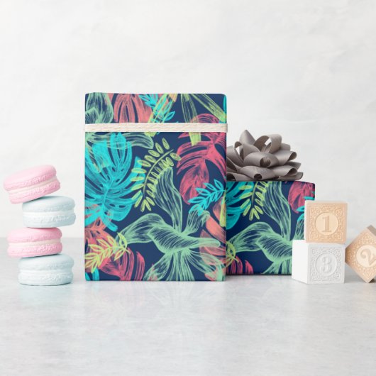 Tropische Monstera Laubblätter Cadeaupapier (Baby Shower)